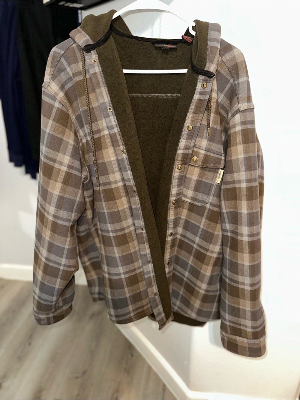 Wolverine Brown Plaid Hooded Men’s Utility Jacket
